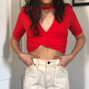 Red Cross Cinch Crop Top